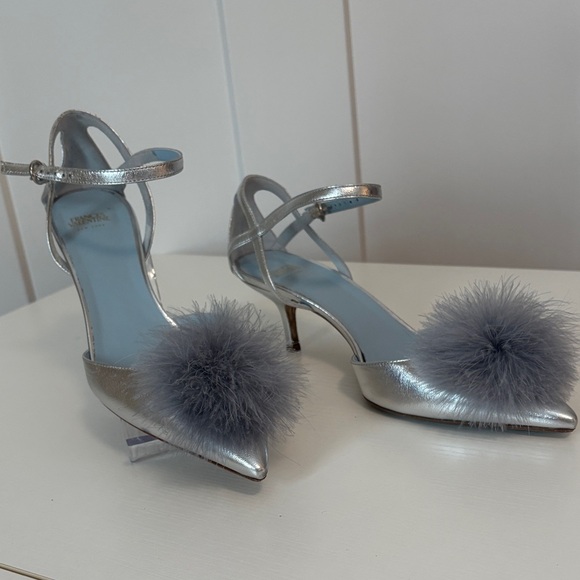 Frances Valentine Shoes - Frances Valentine Willow Mink Fluffy Pom Pom Heels